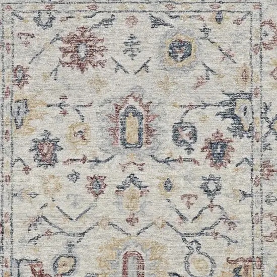 Ivory Gray And Red Wool Medallion Hand Tufted Area Rug Photo 3
