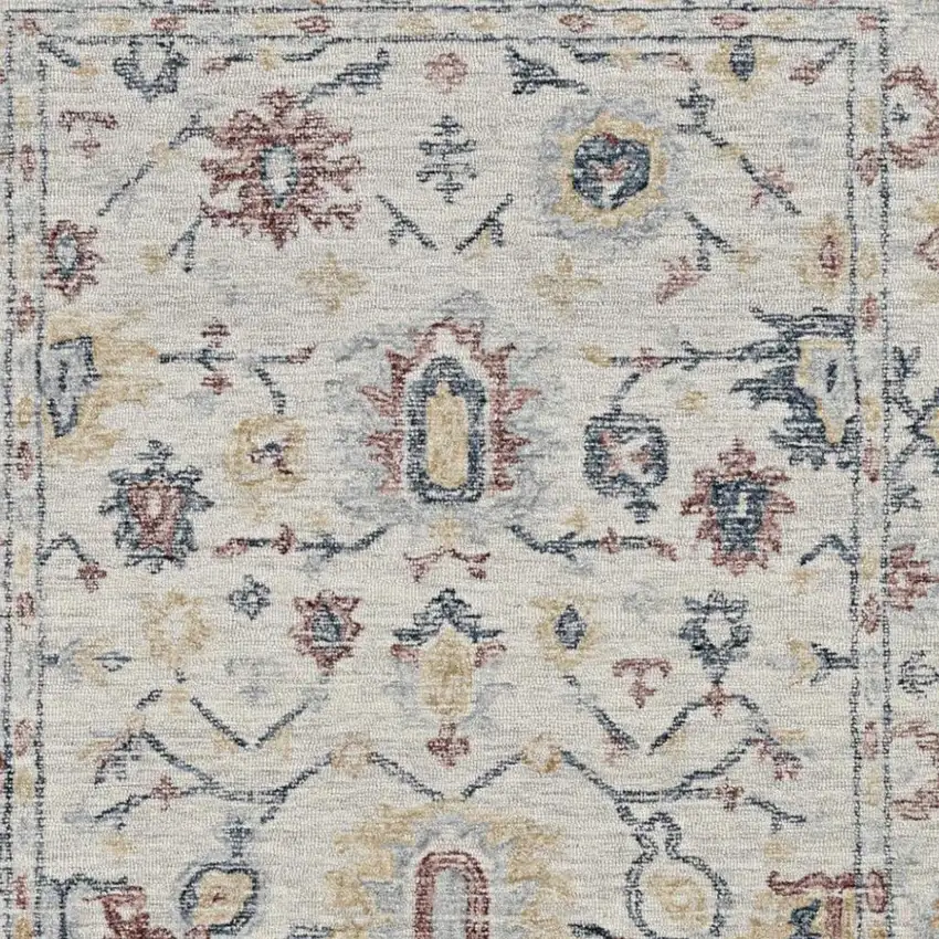 Ivory Gray And Red Wool Medallion Hand Tufted Area Rug Photo 3