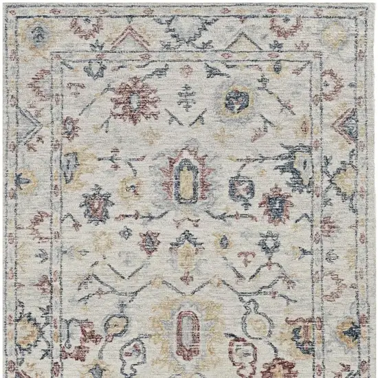 Ivory Gray And Red Wool Medallion Hand Tufted Area Rug Photo 4
