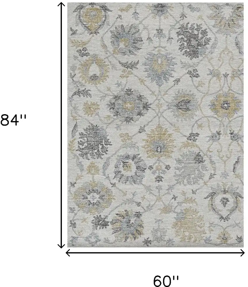 Ivory Hand Tufted Space Dyed Floral Traditional Indoor Area Rug Photo 3