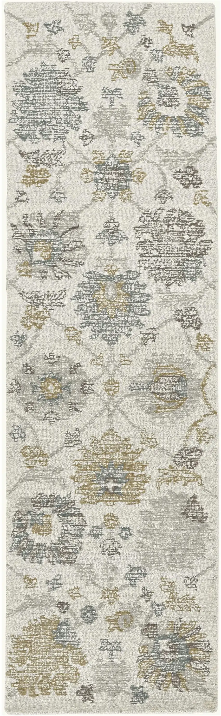 Ivory Hand Tufted Space Dyed Traditional Floral Indoor Area Rug Photo 2