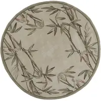 Photo of Ivory Hand Tufted Tropical Bamboo Round Indoor Area Rug