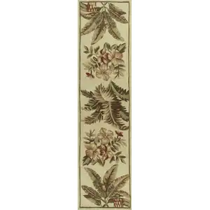 Photo of Ivory Hand Tufted Tropical Indoor Runner Rug