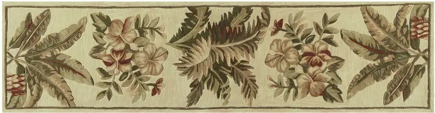 Ivory Hand Tufted Tropical Indoor Runner Rug Photo 2