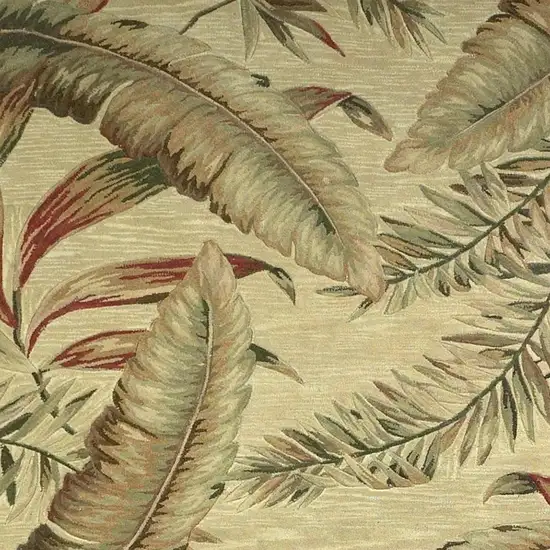 Brown Green And Red Wool Tropical Botanical Hand Tufted Area Rug Photo 3