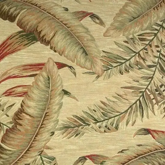 Brown Green And Red Wool Tropical Botanical Hand Tufted Area Rug Photo 3