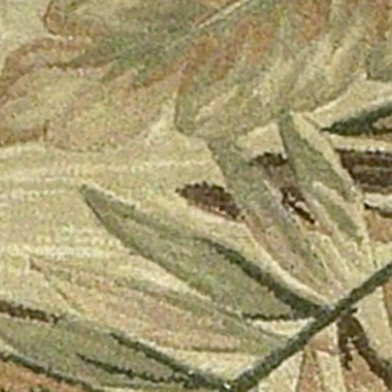 Ivory Hand Tufted Tropical Leaves Indoor Runner Rug Photo 4