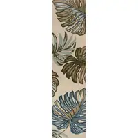 Photo of Ivory Hand Tufted Tropical Monstera Indoor Runner Rug