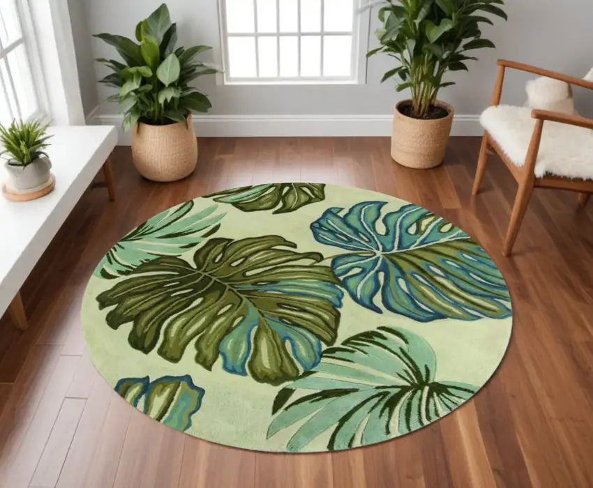 8' Ivory Round Wool Hand Tufted Area Rug Photo 1