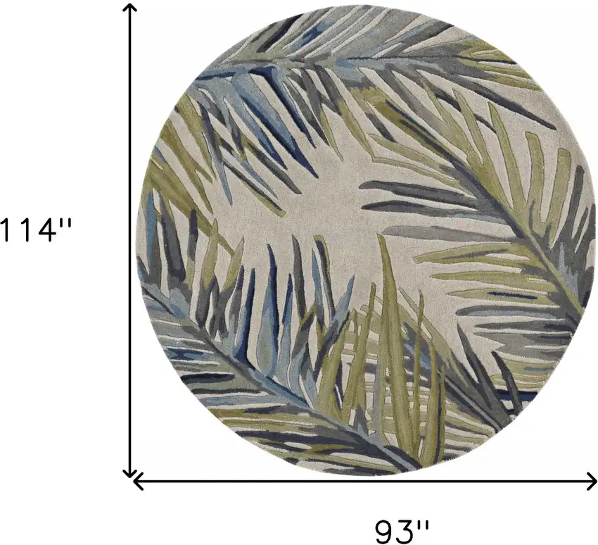 Ivory Hand Tufted Tropical Palms Indoor Area Rug Photo 5