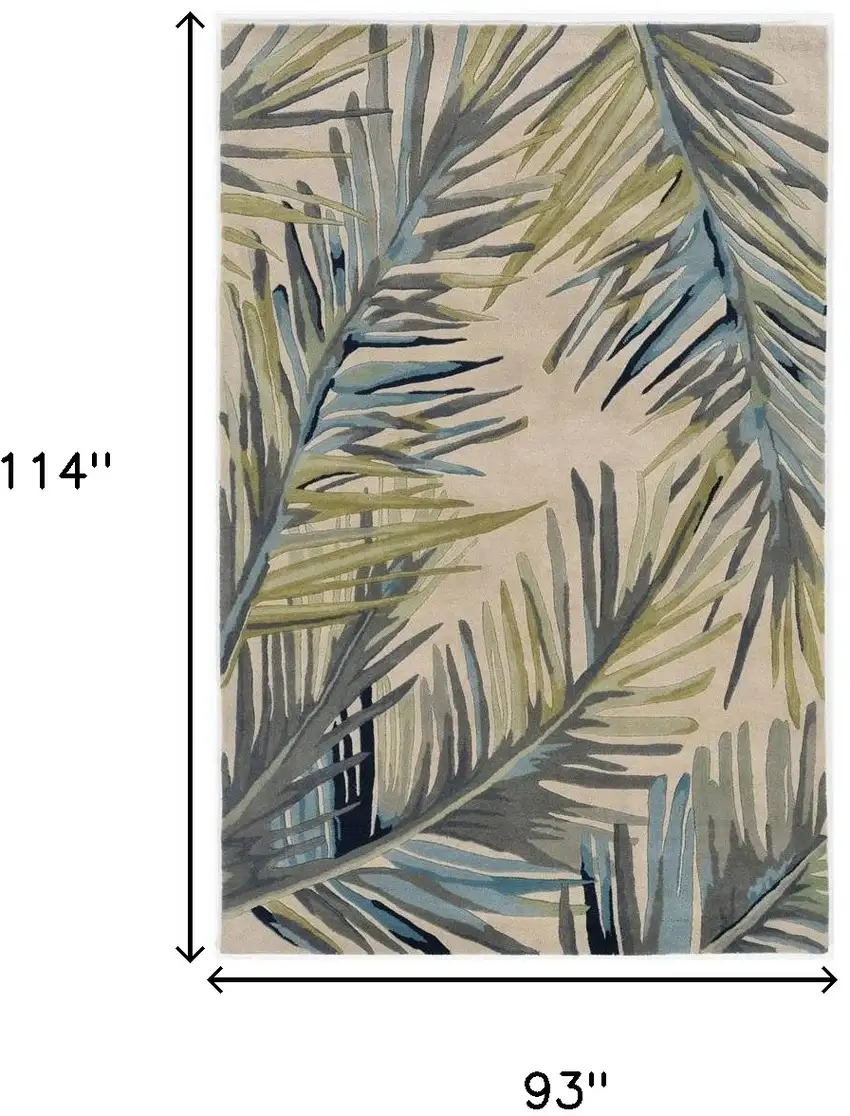 Ivory Hand Tufted Tropical Palms Indoor Area Rug Photo 3
