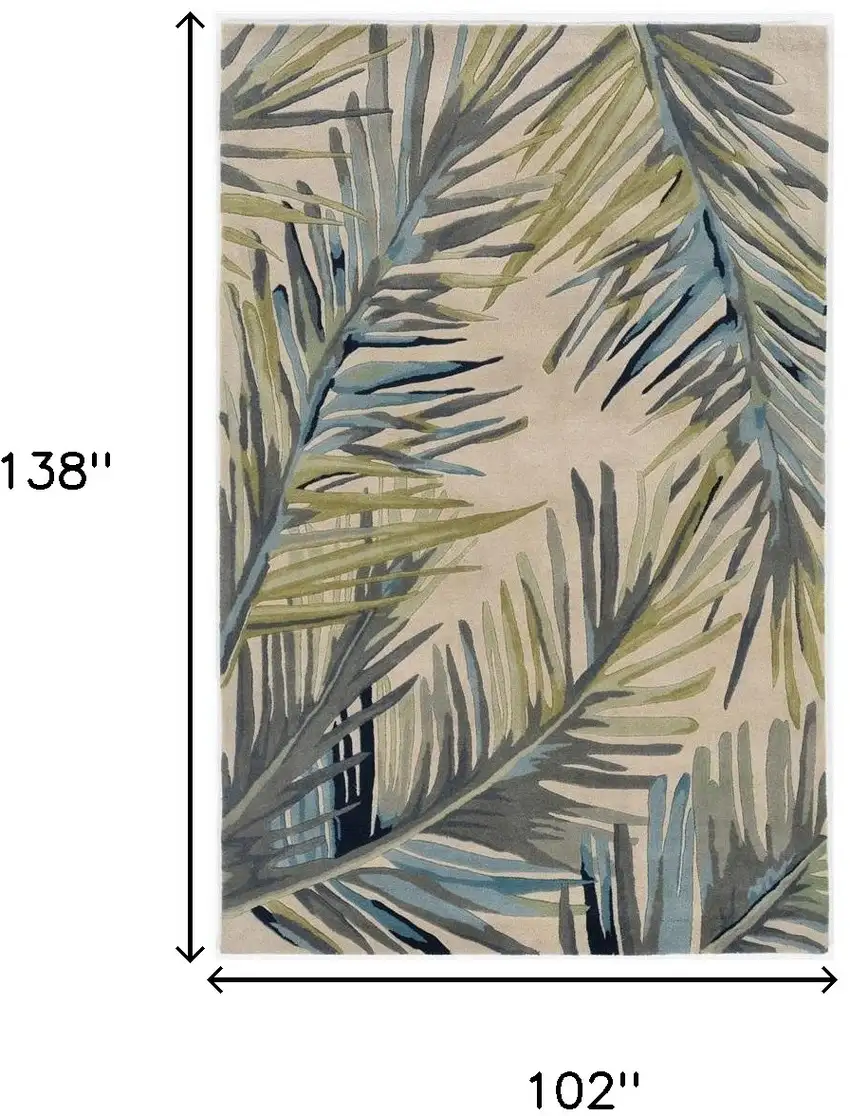Ivory Hand Tufted Tropical Palms Indoor Area Rug Photo 3