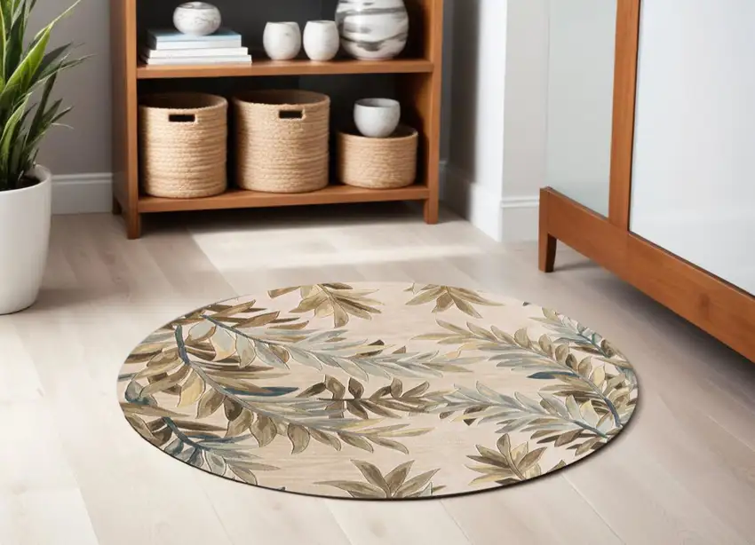 6' Ivory Round Wool Hand Tufted Area Rug Photo 1