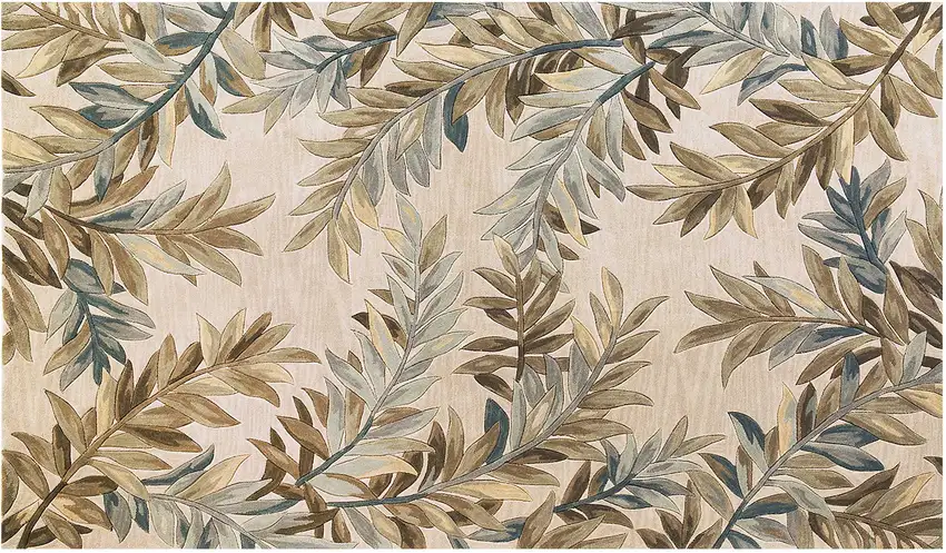 Ivory Hand Tufted Tropical Plant Round Indoor Area Rug Photo 2