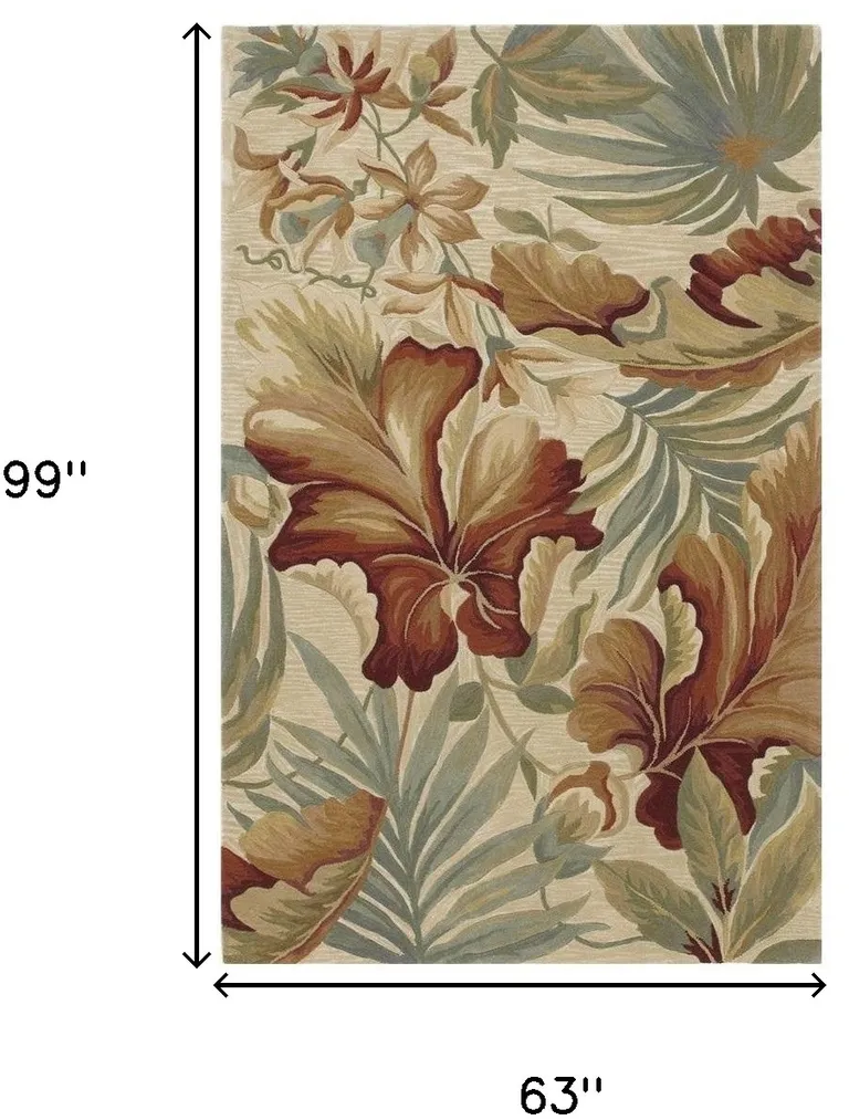 Ivory Hand Tufted Tropical Plants Indoor Area Rug Photo 3