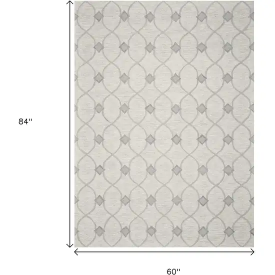 Ivory And Gray Wool Ogee Hand Tufted Area Rug Photo 3