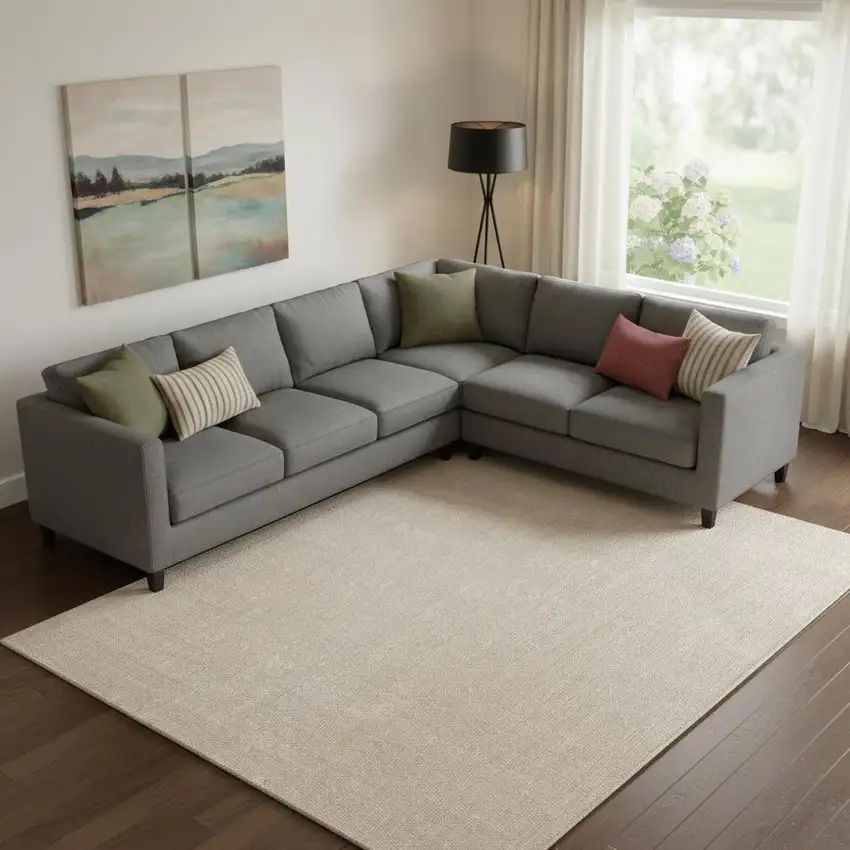 Ivory Hand Woven Area Rug Photo 1