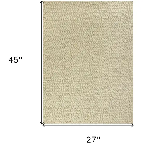 Ivory And Beige Jute Chevron Hand Woven Area Rug Photo 3