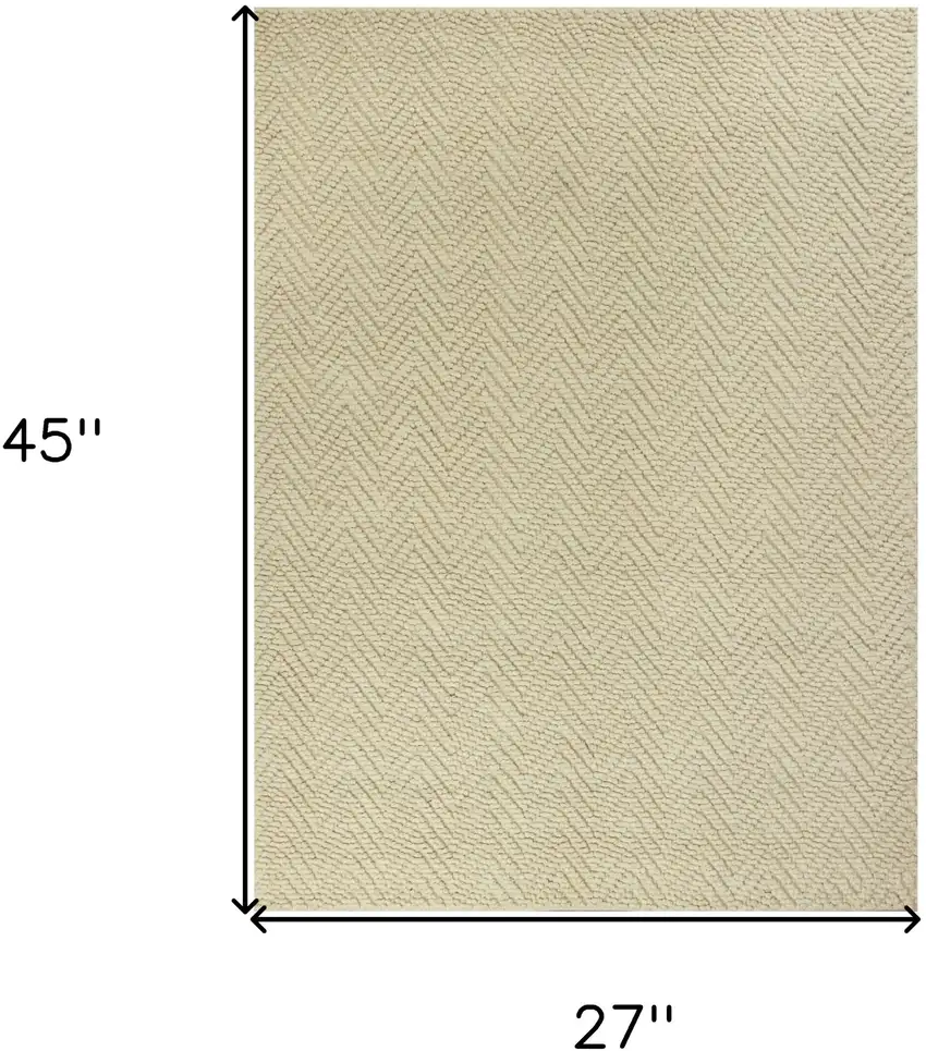 Ivory And Beige Jute Chevron Hand Woven Area Rug Photo 3