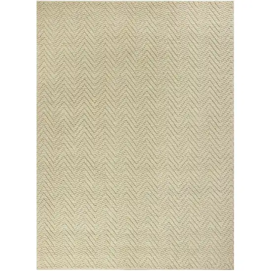 Ivory And Beige Jute Chevron Hand Woven Area Rug Photo 2