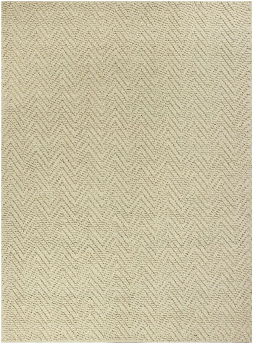 Ivory And Beige Jute Chevron Hand Woven Area Rug Photo 2