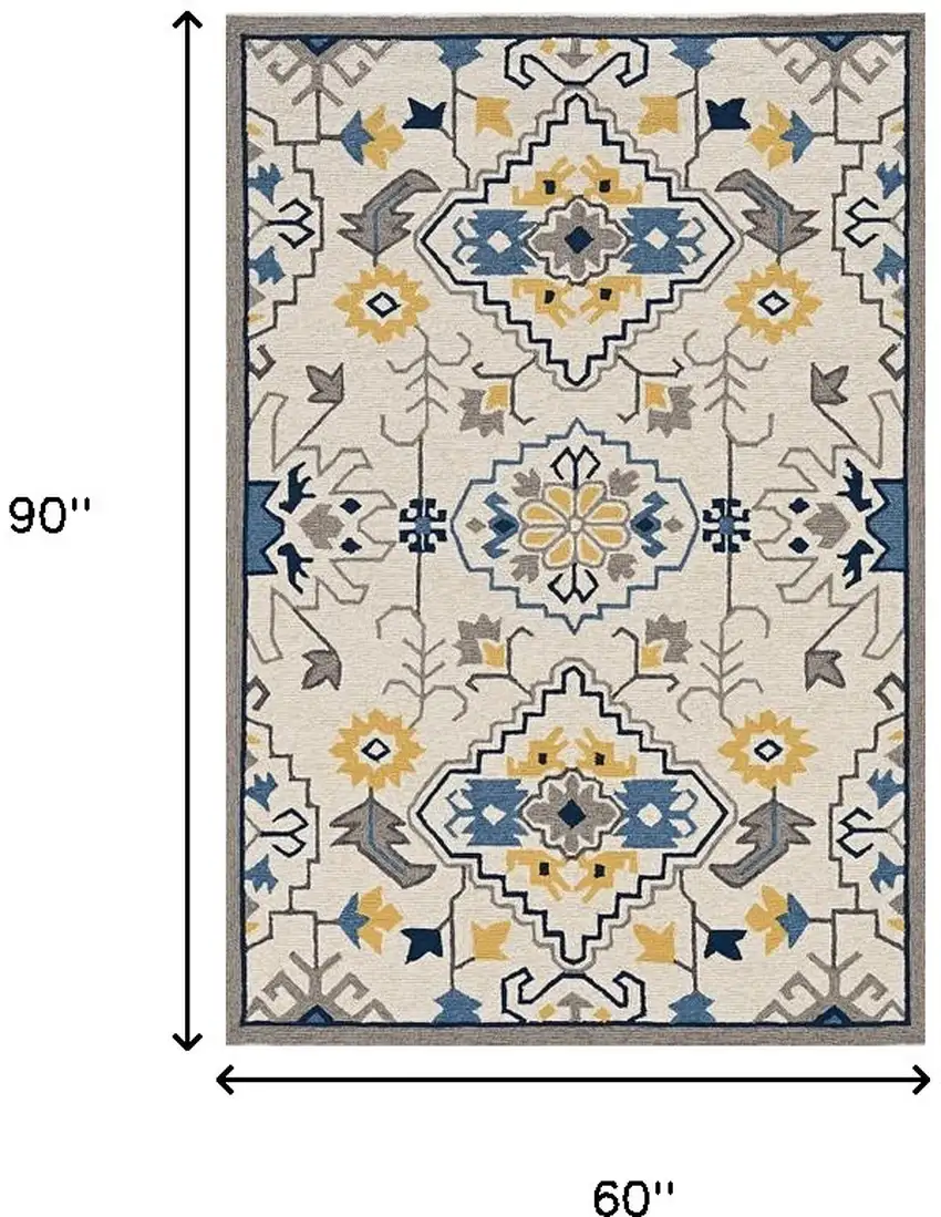 5'X8' Ivory Hand Woven Uv Treated Traditional Indoor Outdoor Area Rug Photo 7