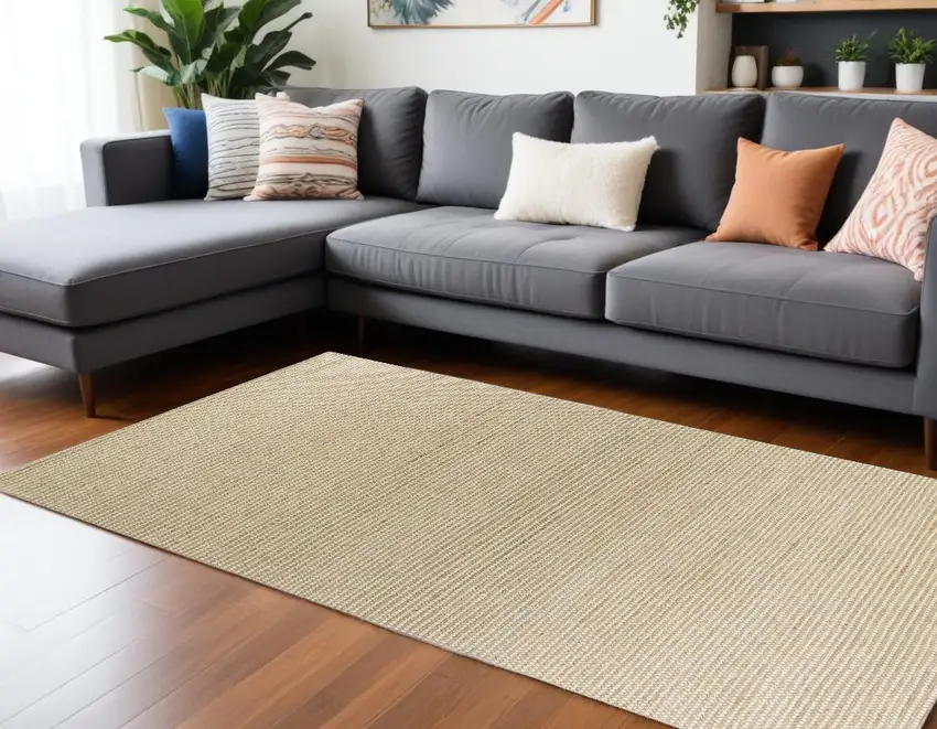 Ivory Hand Woven Wool And Jute Indoor Area Rug Photo 1