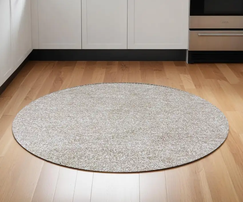 6' Ivory Round Hand Woven Area Rug Photo 1