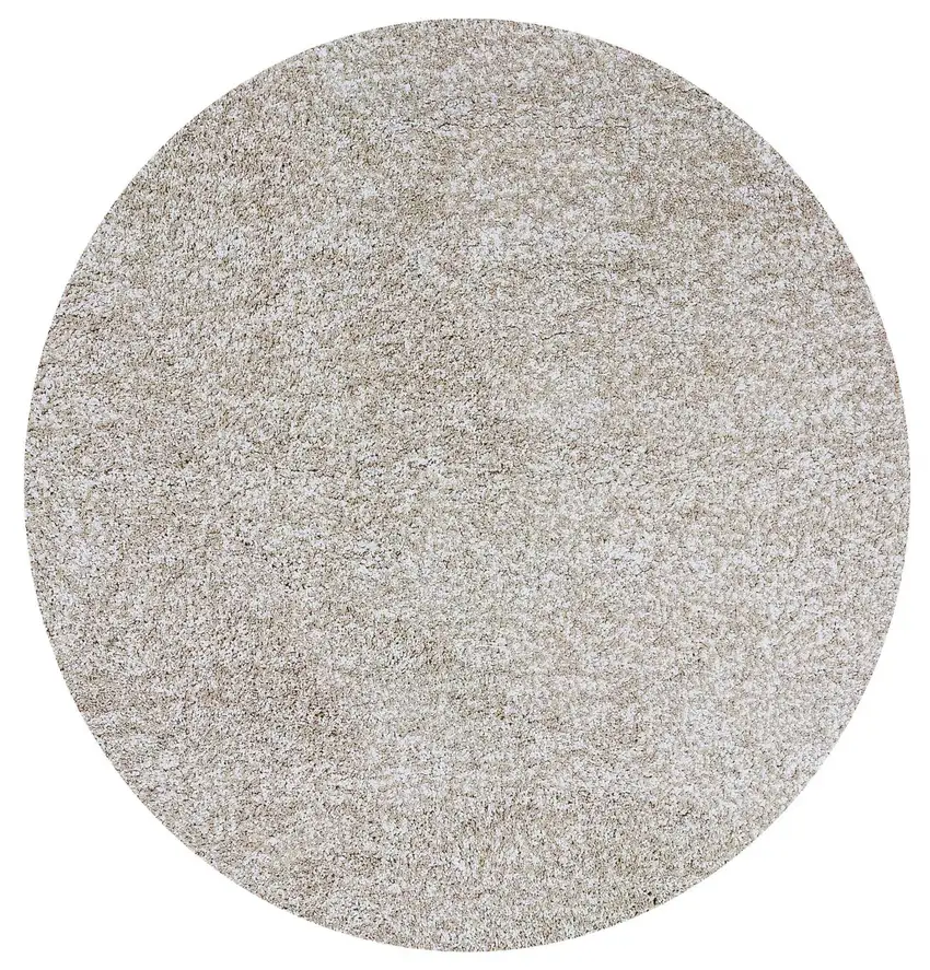 Ivory Heather Round Indoor Shag Rug Photo 3