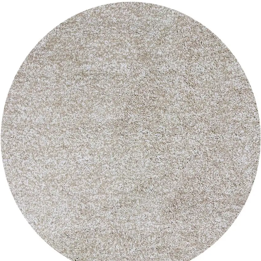 Ivory Heather Round Indoor Shag Rug Photo 4