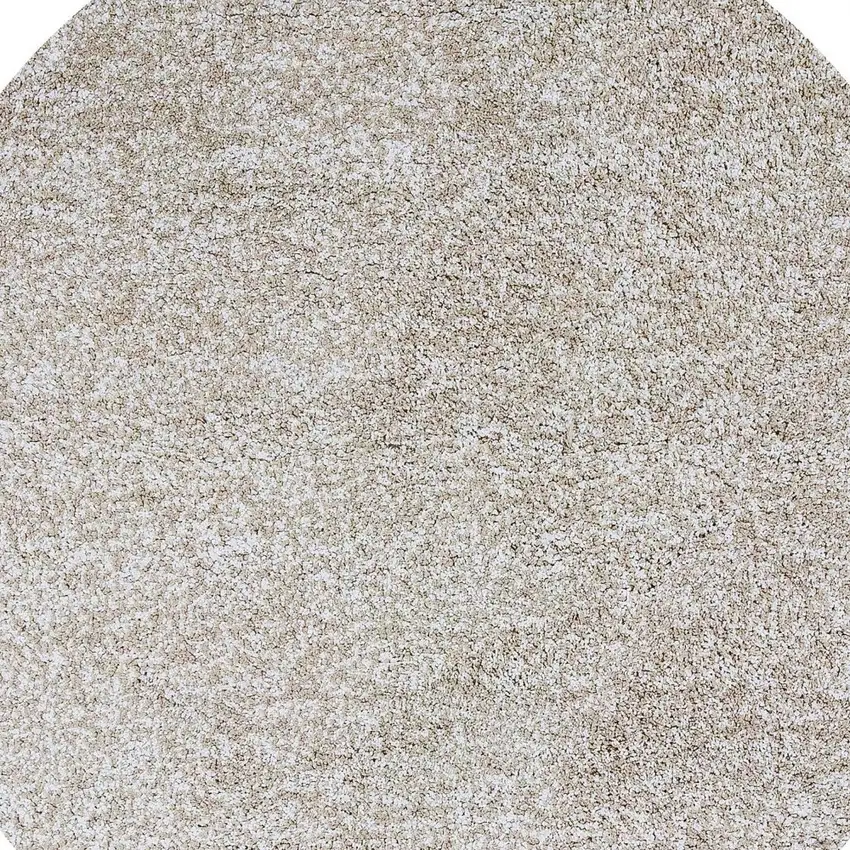 Ivory Heather Round Indoor Shag Rug Photo 5
