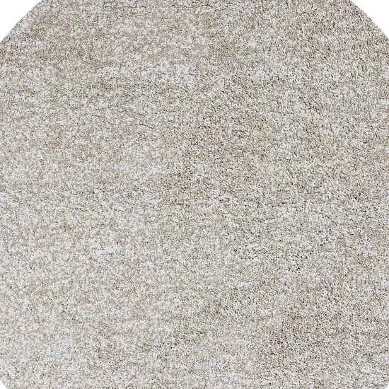 Ivory Heather Round Indoor Shag Rug Photo 5