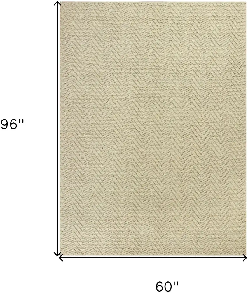 Ivory Chevron Hand Woven Area Rug Photo 3