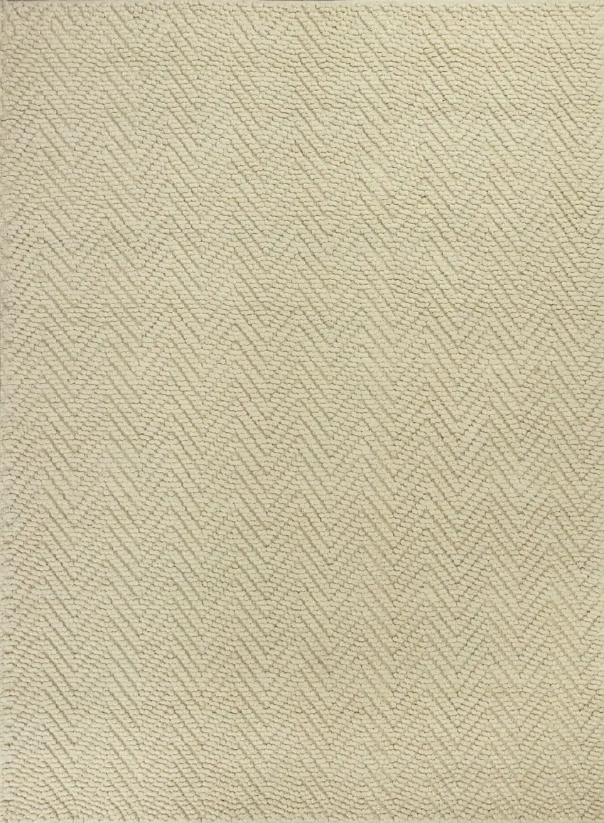 Ivory Herringbone Hand Woven Jute Indoor Area Rug Photo 1