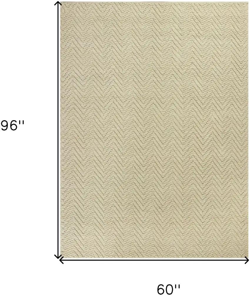 5' X 8' Ivory Herringbone Hand Woven Jute Indoor Area Rug Photo 3