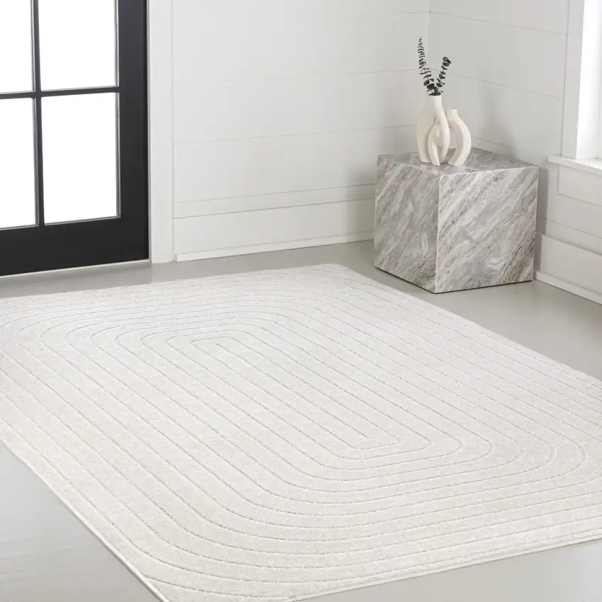 Ivory Indoor Outdoor Area Rug Photo 8