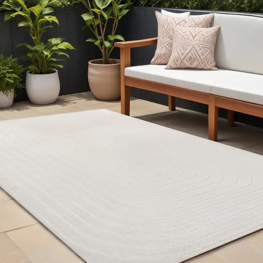 Ivory Indoor Outdoor Area Rug Photo 1