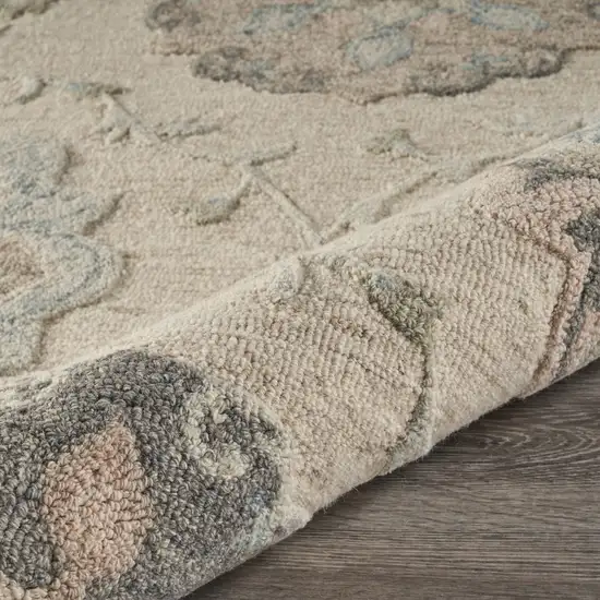 5' Blue And Ivory Round Wool Hand Tufted Area Rug Photo 8