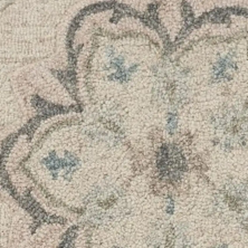 Blue And Ivory Wool Hand Tufted Area Rug Photo 6