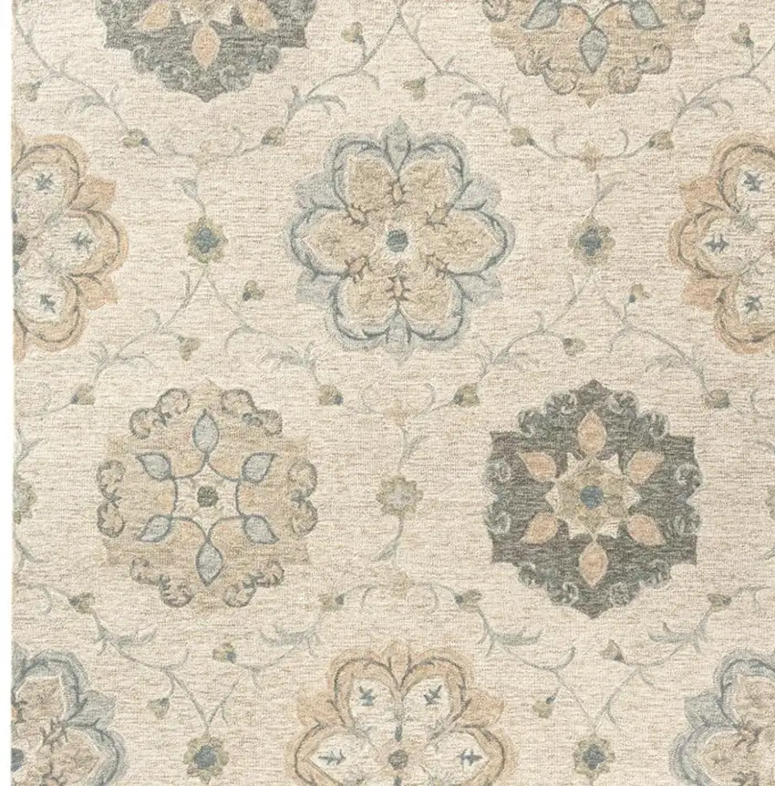 Blue And Ivory Wool Hand Tufted Area Rug Photo 4