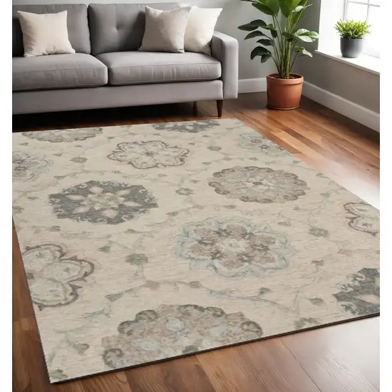 Blue And Ivory Wool Hand Tufted Area Rug Photo 2