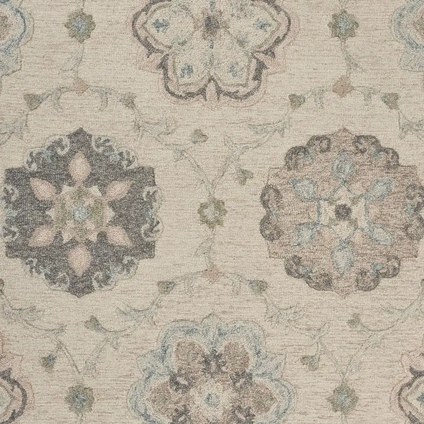Ivory Intricate Floral Area Rug Photo 2