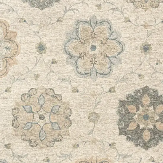 Blue And Ivory Wool Hand Tufted Area Rug Photo 3