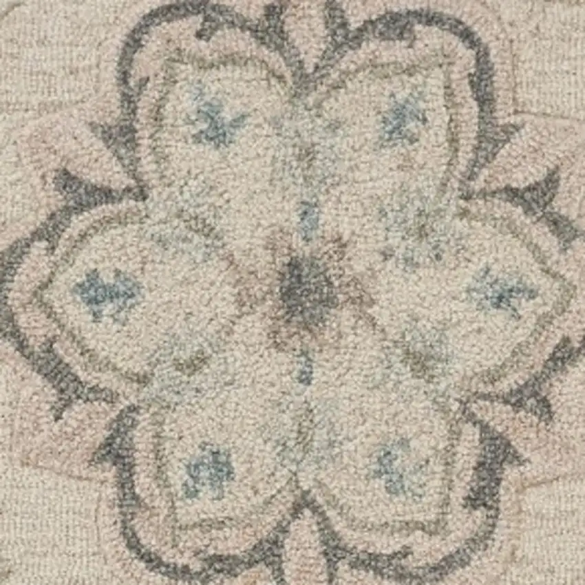 Blue And Ivory Wool Hand Tufted Area Rug Photo 5