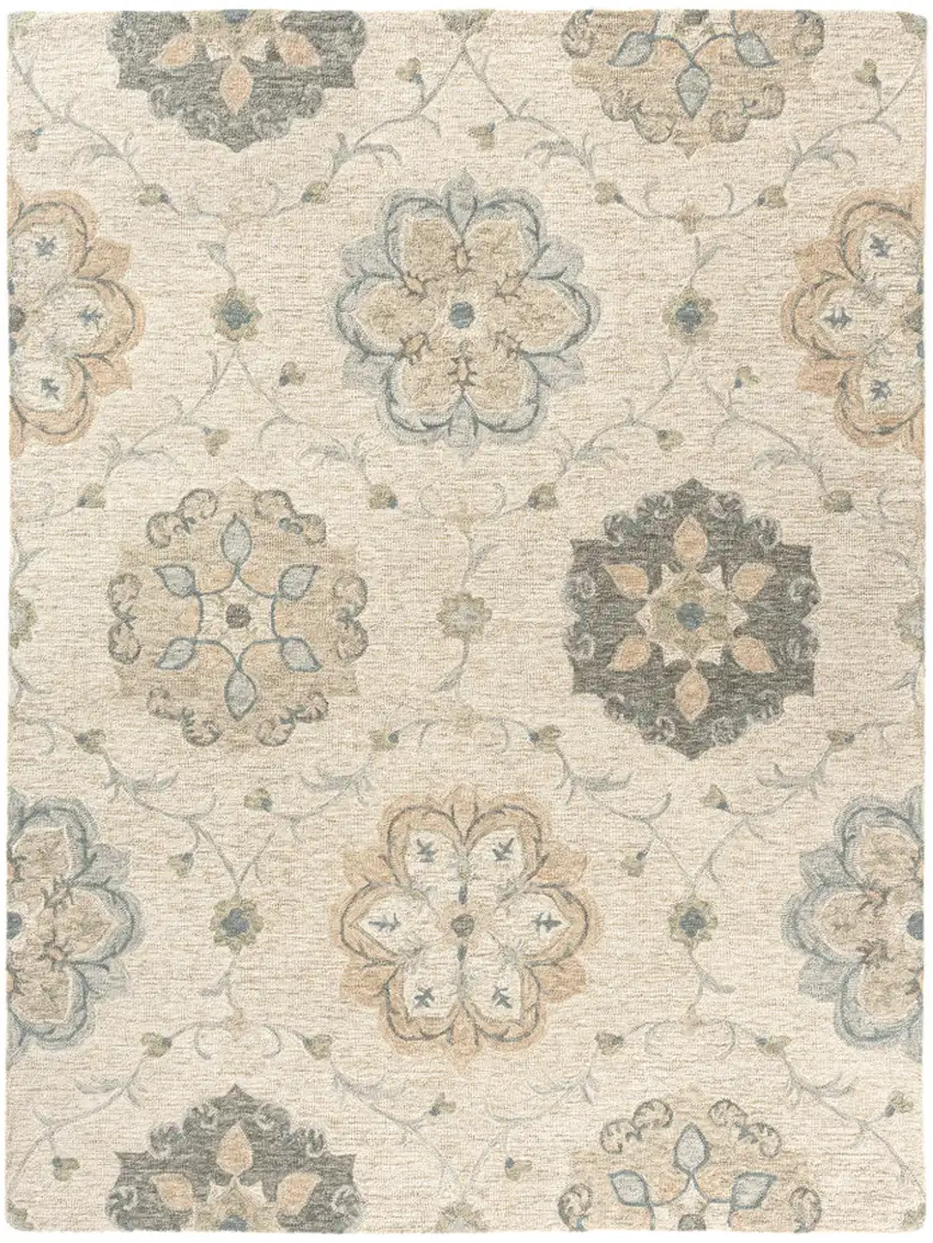 Blue And Ivory Wool Hand Tufted Area Rug Photo 1