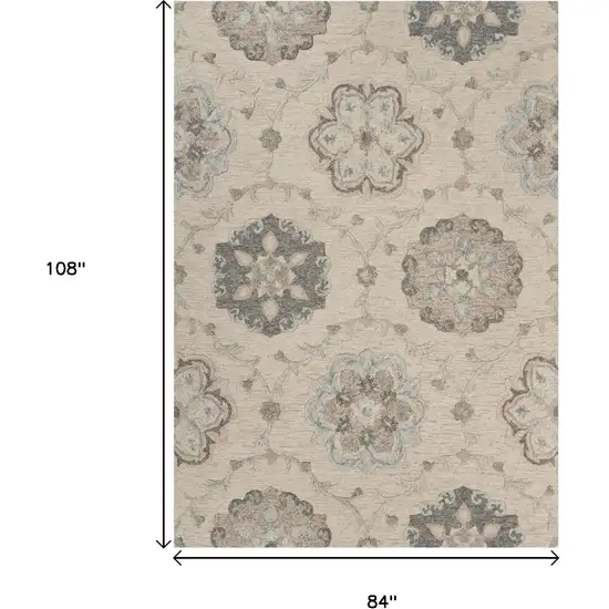 Blue And Ivory Wool Hand Tufted Area Rug Photo 3