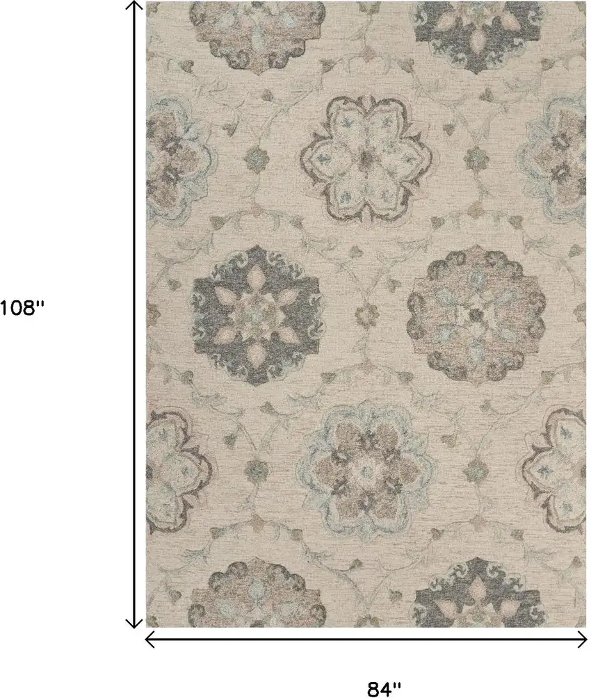 Blue And Ivory Wool Hand Tufted Area Rug Photo 3