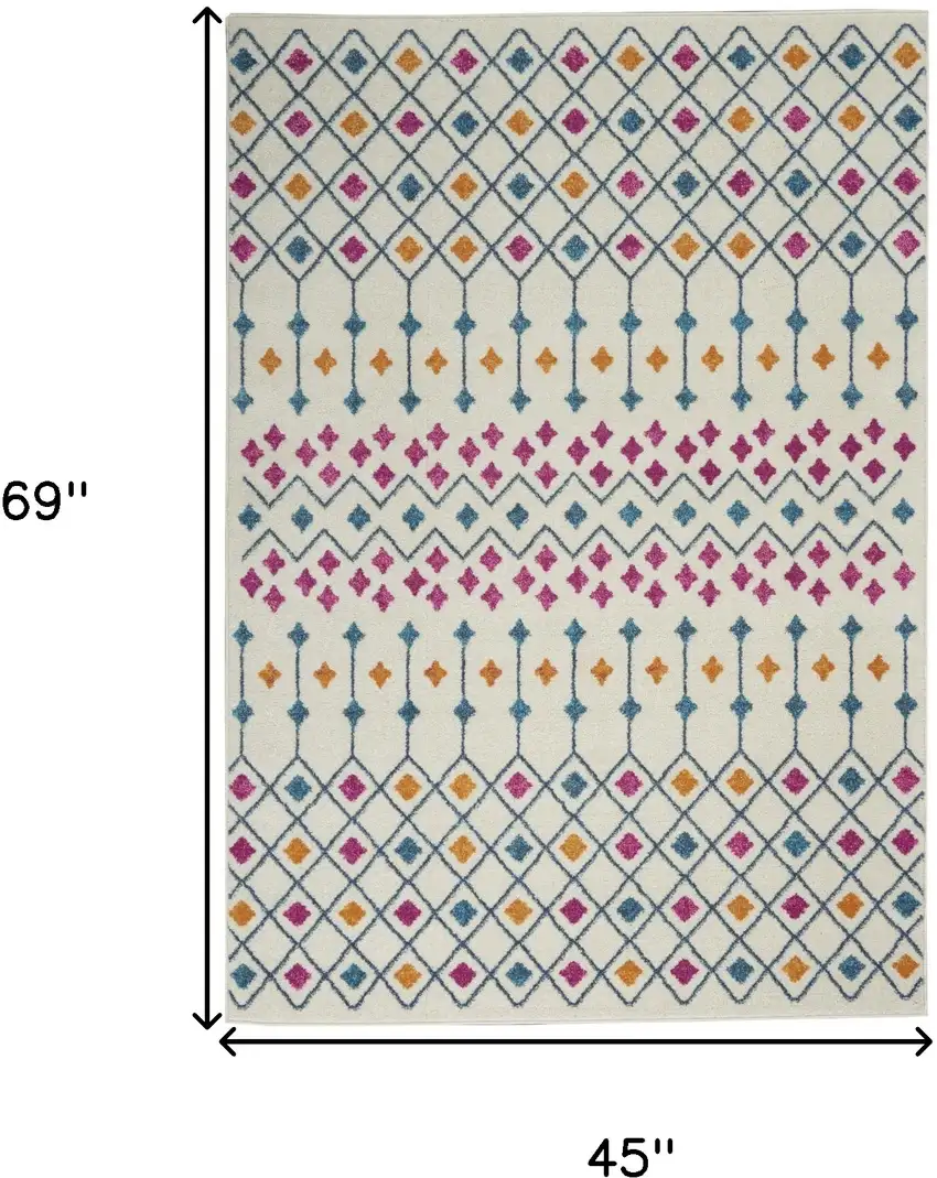 Ivory And Blue Geometric Area Rug Photo 9