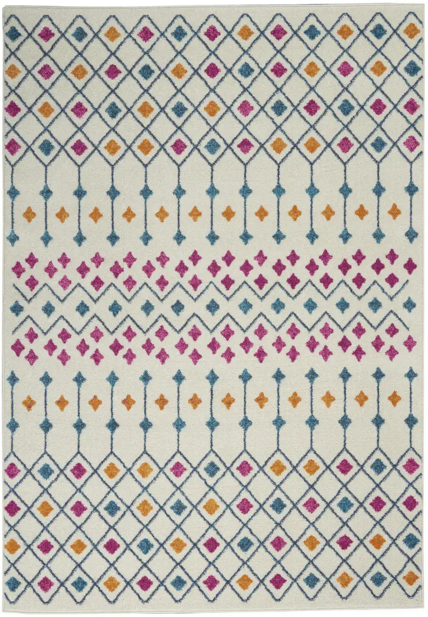 Blue And Ivory Geometric Dhurrie Area Rug Photo 9