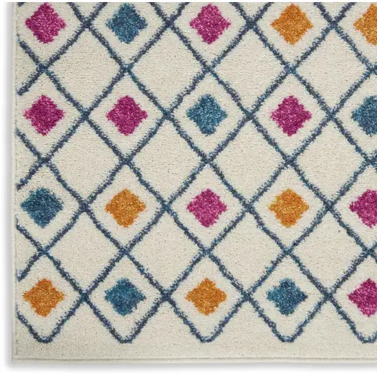 Ivory And Blue Geometric Area Rug Photo 8